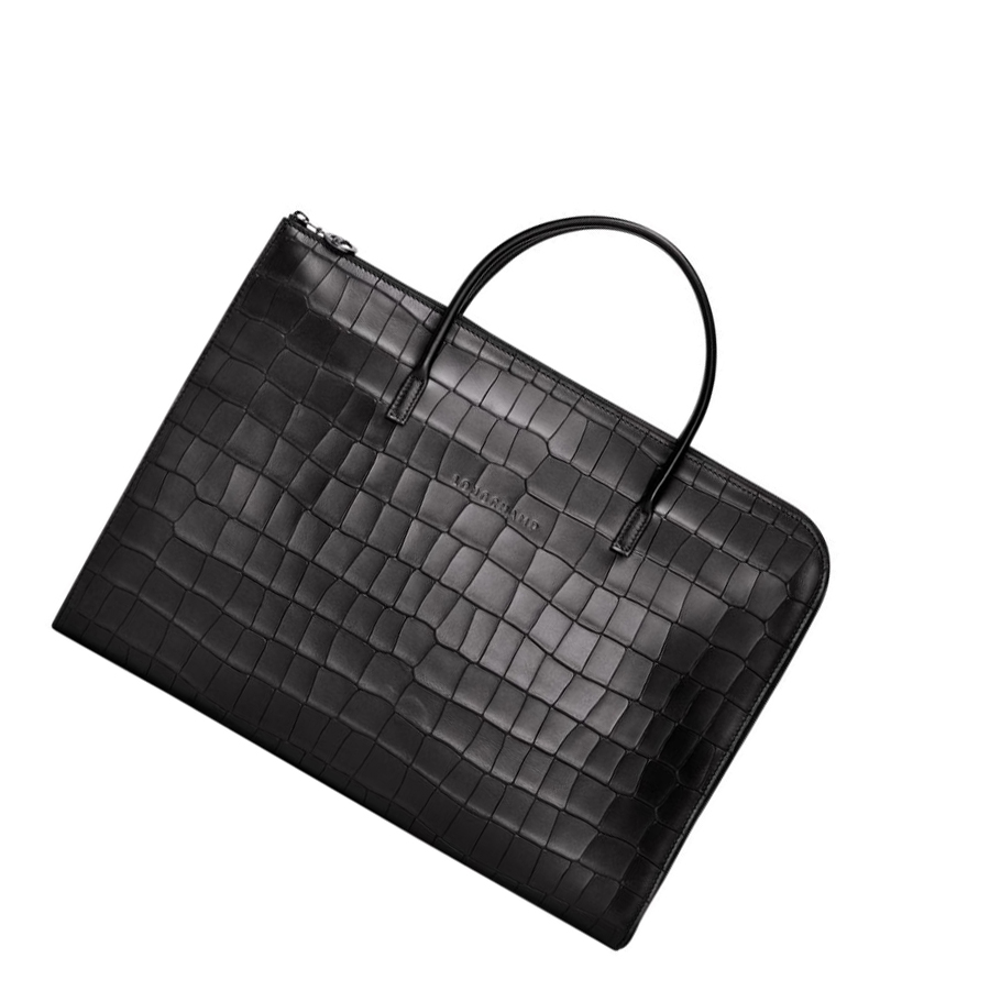 Férfi Longchamp Croco Block S Aktatáska Fekete | HU-VFP6312