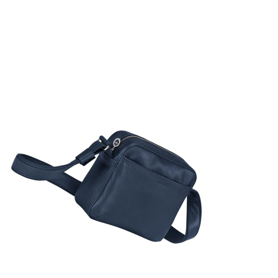 Férfi Longchamp Le Foulonné Crossbody Táska Sötétkék | HU-OLW6735