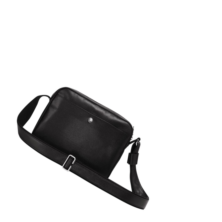 Férfi Longchamp Le Foulonné Crossbody Táska Fekete | HU-XBO6734