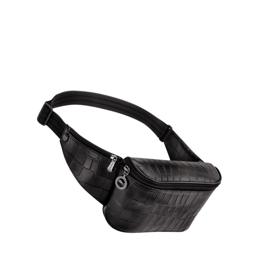 Női Longchamp Croco Block Övtáska Fekete | HU-VDX6475