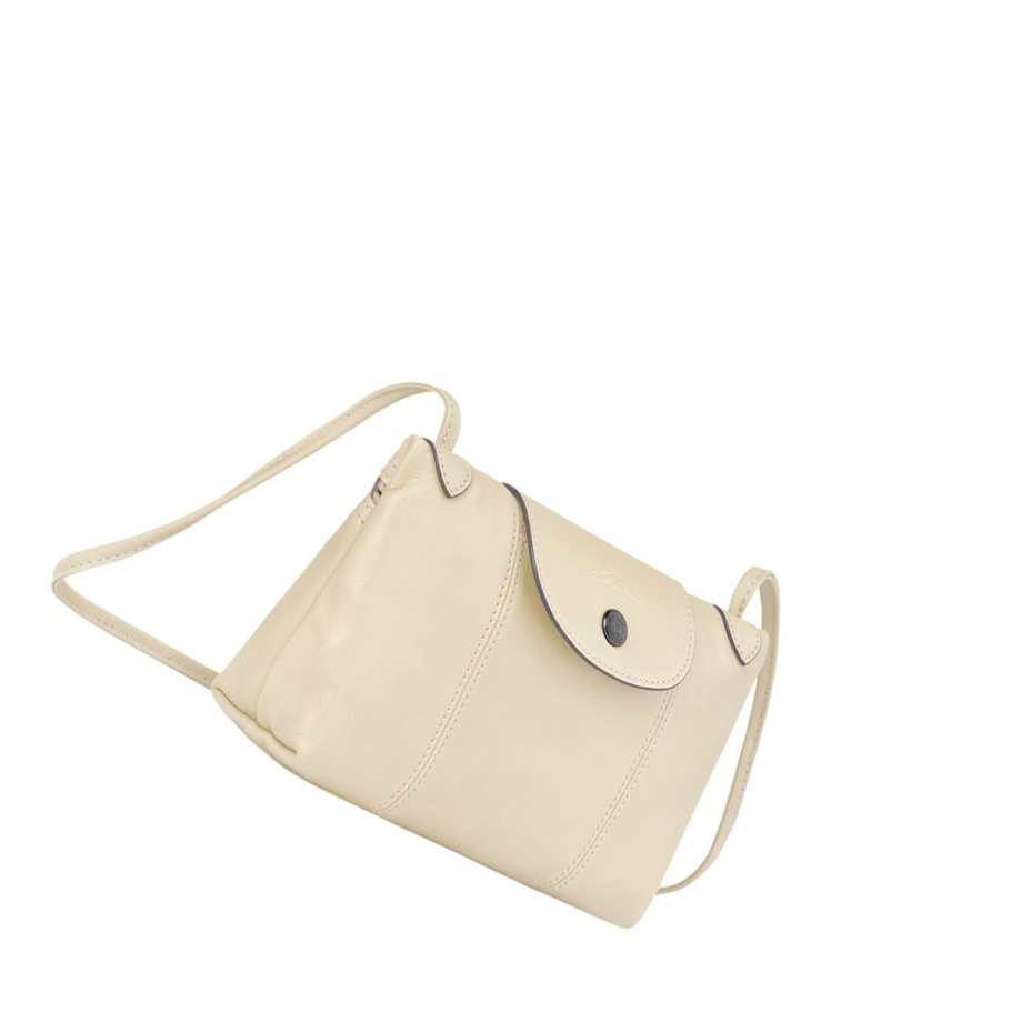 Női Longchamp Le Pliage Cuir Crossbody Táska Bézs | HU-DEJ8904