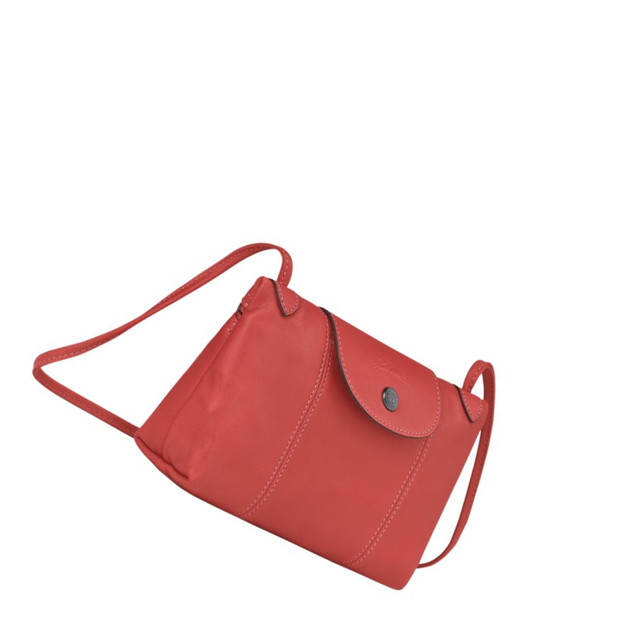 Női Longchamp Le Pliage Cuir Crossbody Táska Piros | HU-DIW2314