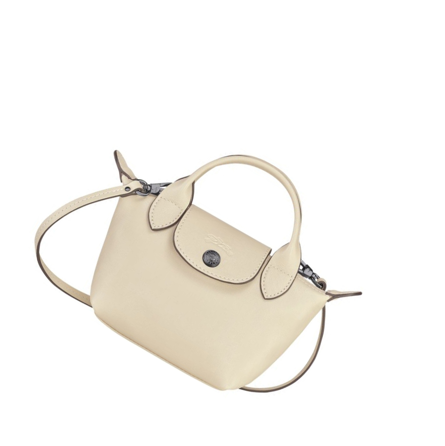 Női Longchamp Le Pliage Cuir Crossbody Táska Bézs | HU-EVH4297