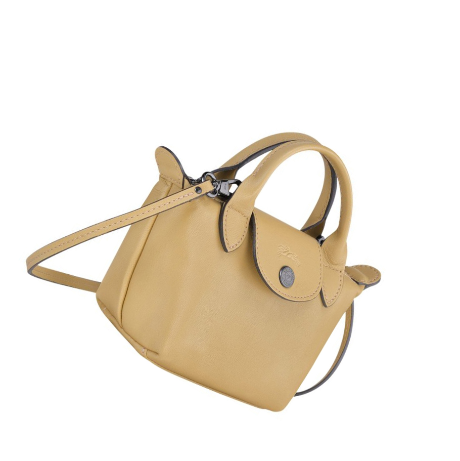 Női Longchamp Le Pliage Cuir Crossbody Táska Bézs | HU-GCT4279