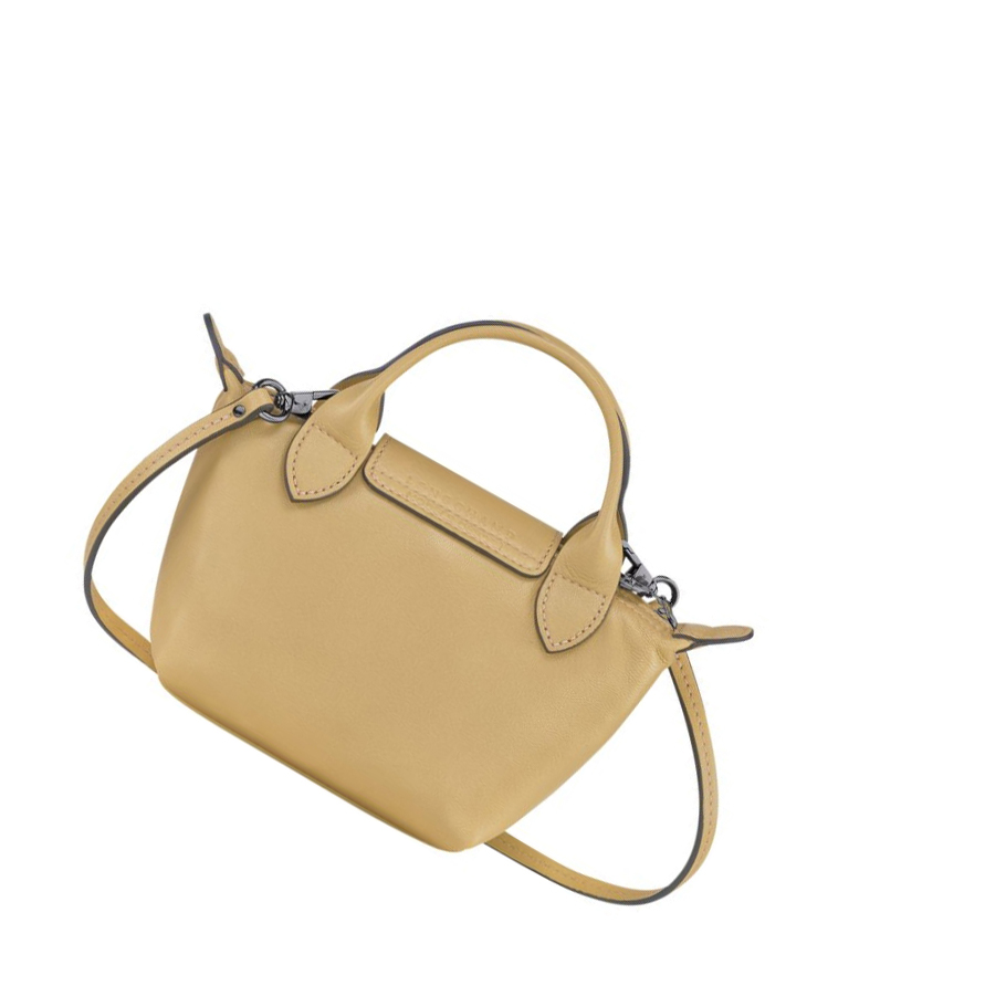 Női Longchamp Le Pliage Cuir Crossbody Táska Bézs | HU-GCT4279