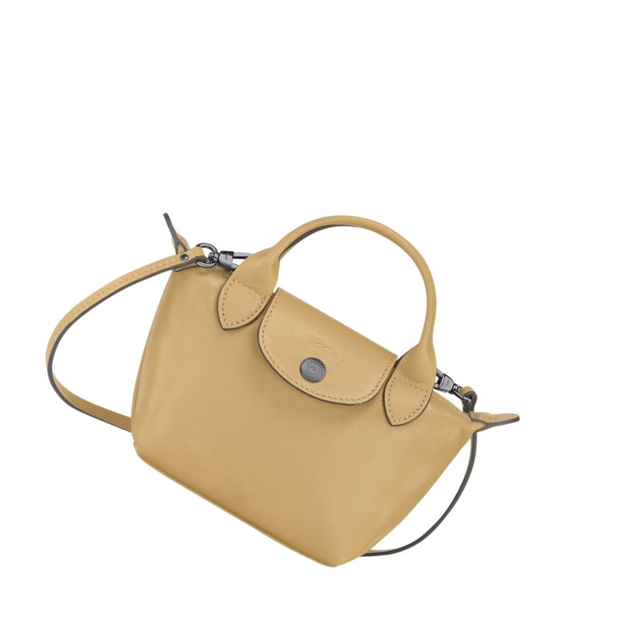 Női Longchamp Le Pliage Cuir Crossbody Táska Bézs | HU-GCT4279