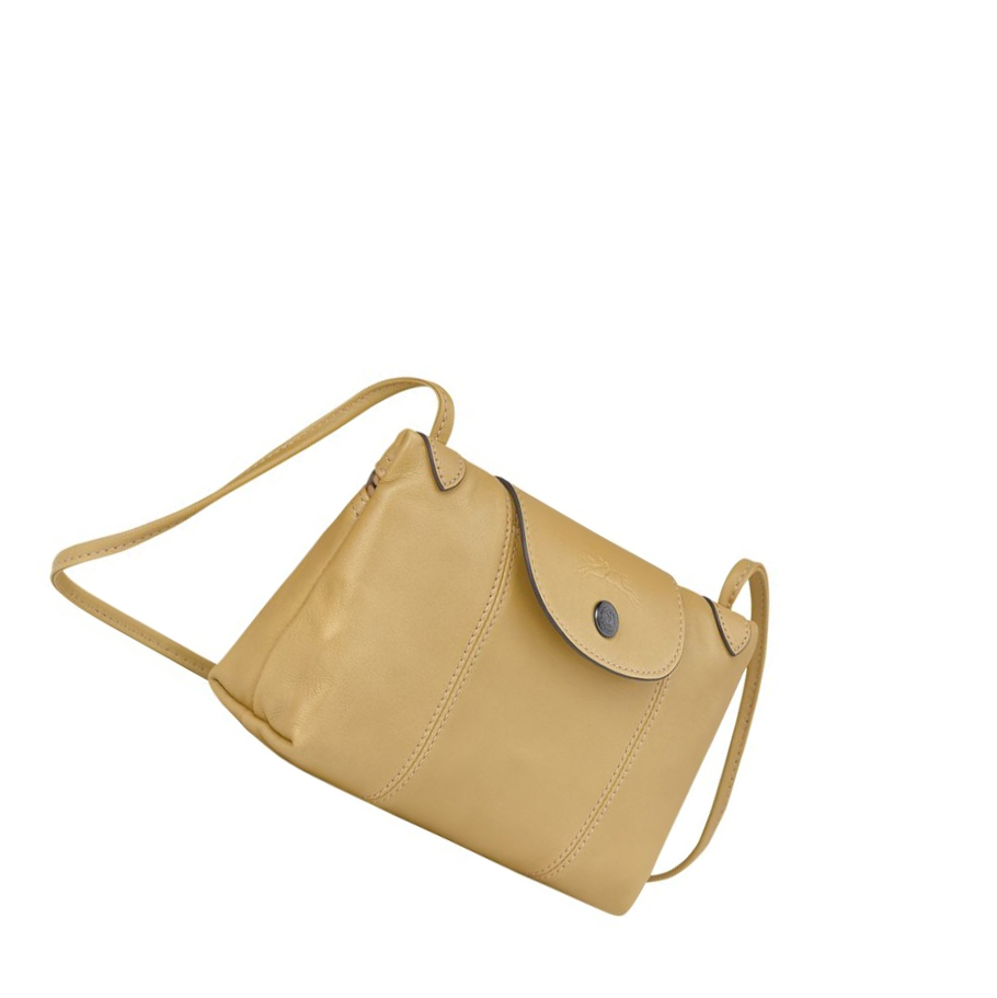 Női Longchamp Le Pliage Cuir Crossbody Táska Bézs | HU-IAR0396