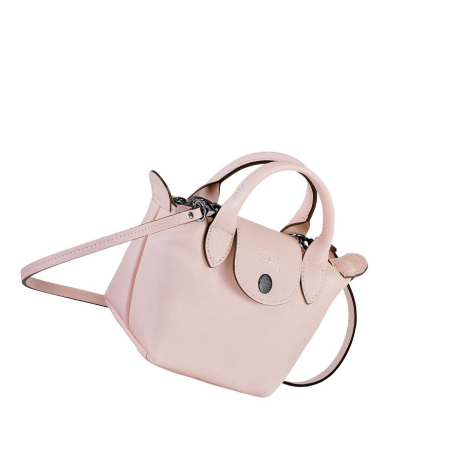 Női Longchamp Le Pliage Cuir Crossbody Táska Rózsaszín | HU-ITD9057