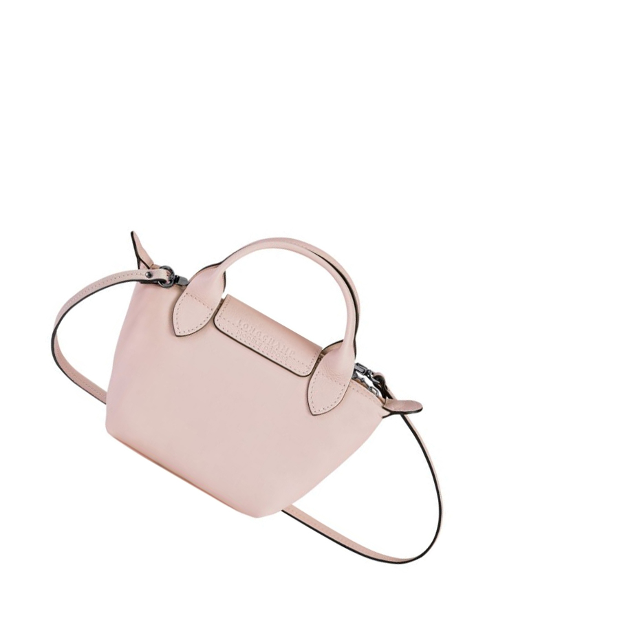 Női Longchamp Le Pliage Cuir Crossbody Táska Rózsaszín | HU-ITD9057