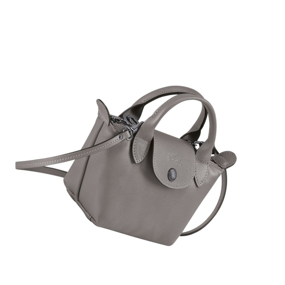 Női Longchamp Le Pliage Cuir Crossbody Táska Szürke | HU-PDL2107