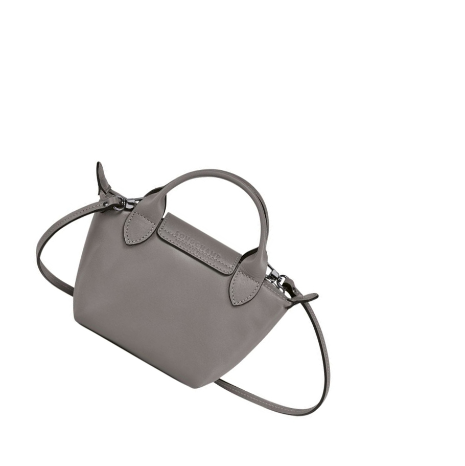 Női Longchamp Le Pliage Cuir Crossbody Táska Szürke | HU-PDL2107