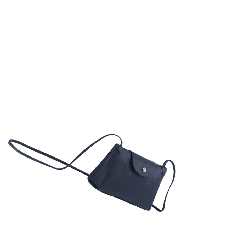 Női Longchamp Le Pliage Cuir Crossbody Táska Sötétkék | HU-QOC0879