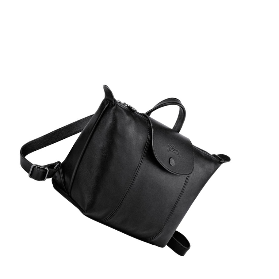 Női Longchamp Le Pliage Cuir Hátizsák Fekete | HU-QJO4972