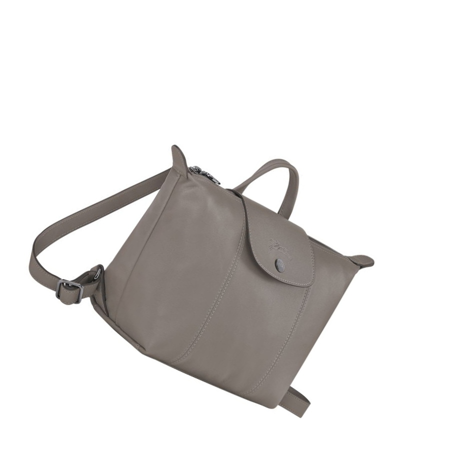 Női Longchamp Le Pliage Cuir Hátizsák Szürke | HU-LBV7459