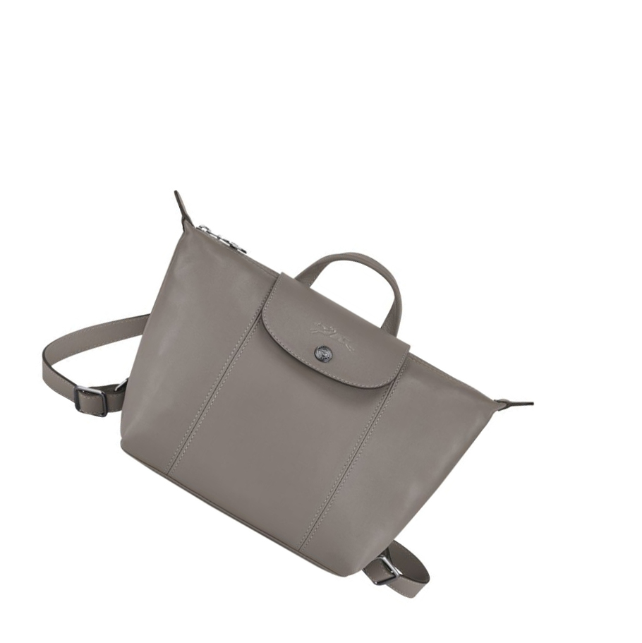 Női Longchamp Le Pliage Cuir Hátizsák Szürke | HU-LBV7459