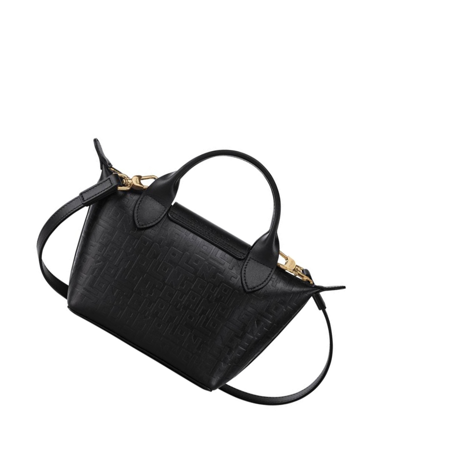 Női Longchamp Le Pliage Cuir Lgp XS Kézitáska Fekete | HU-BQI7801