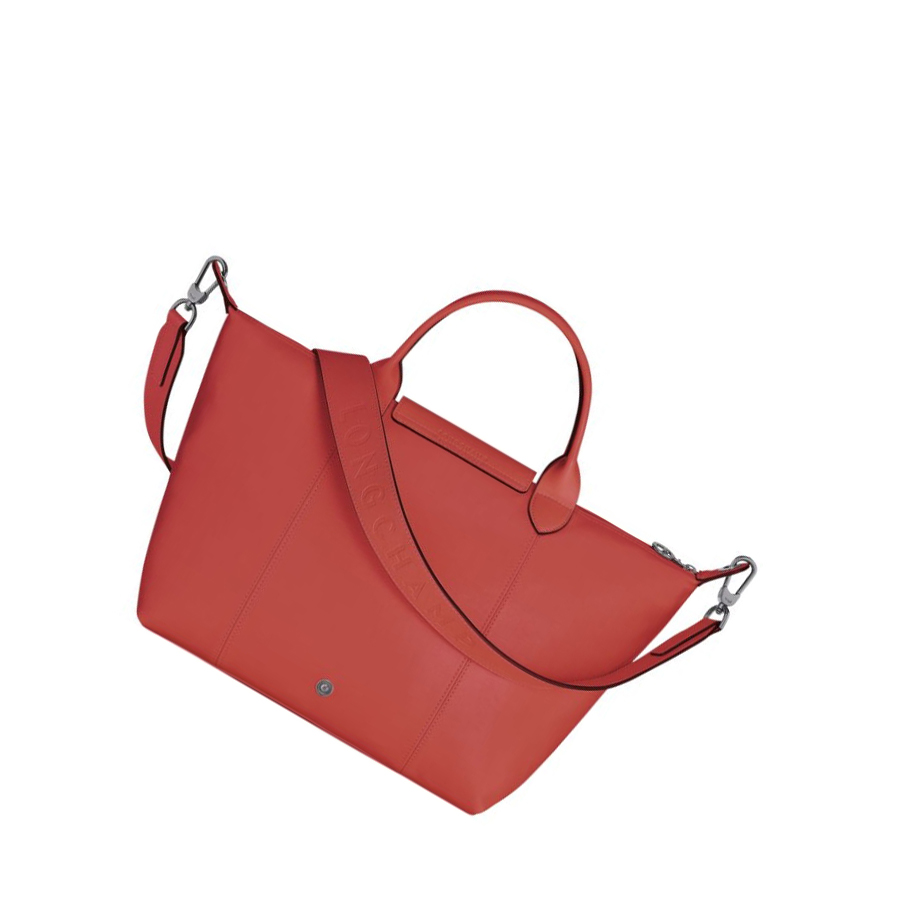 Női Longchamp Le Pliage Cuir M Kézitáska Piros | HU-GJF5016