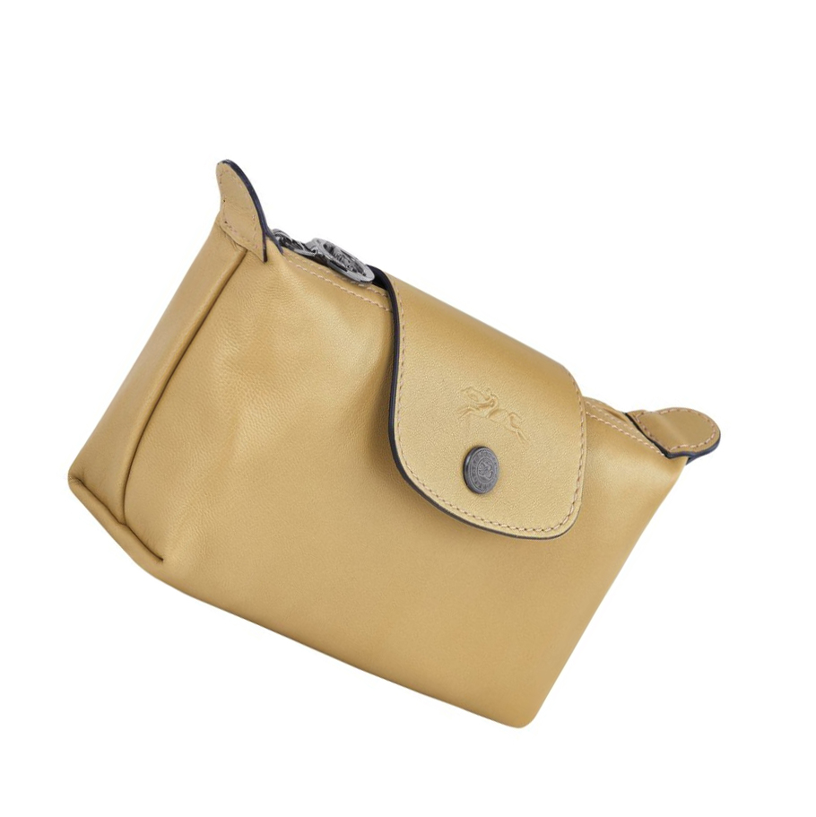 Női Longchamp Le Pliage Cuir Pouches Bézs | HU-OLB8465