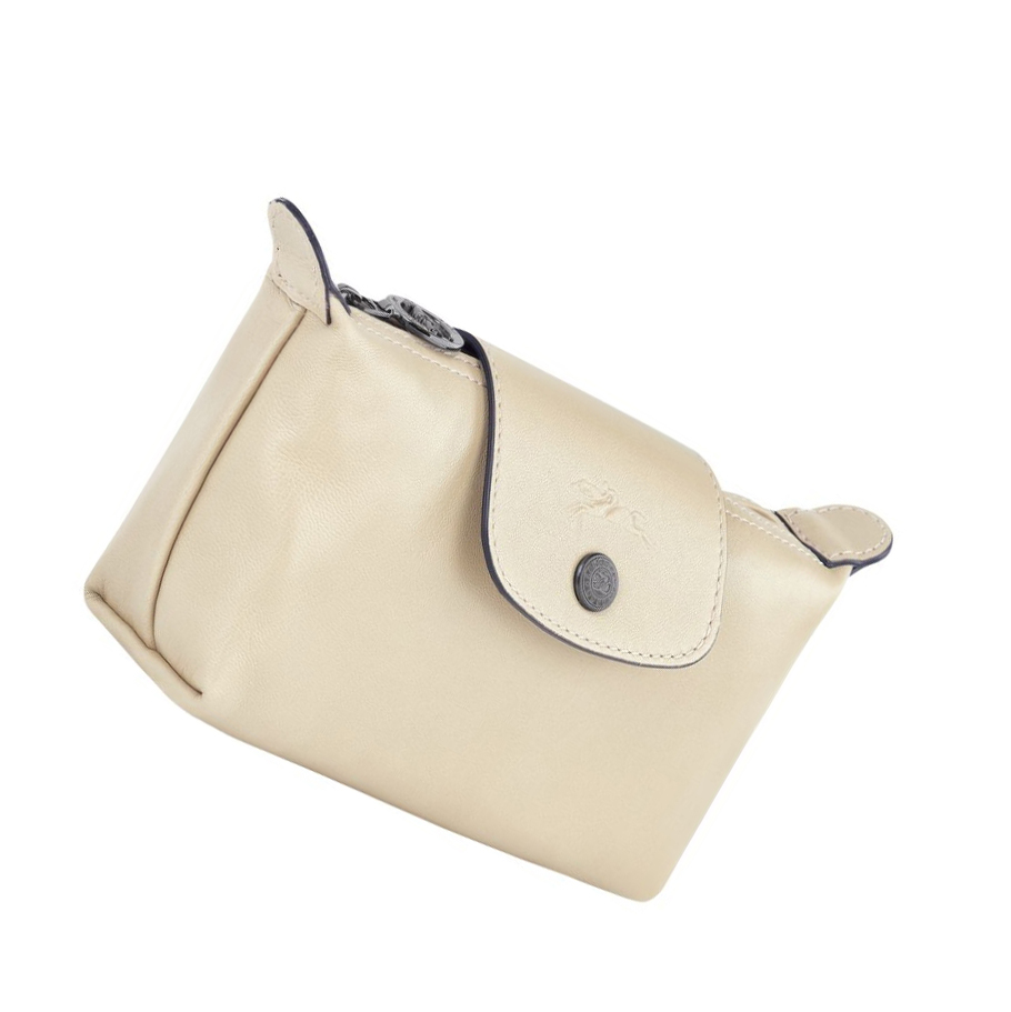 Női Longchamp Le Pliage Cuir Pouches Bézs | HU-WDT2918