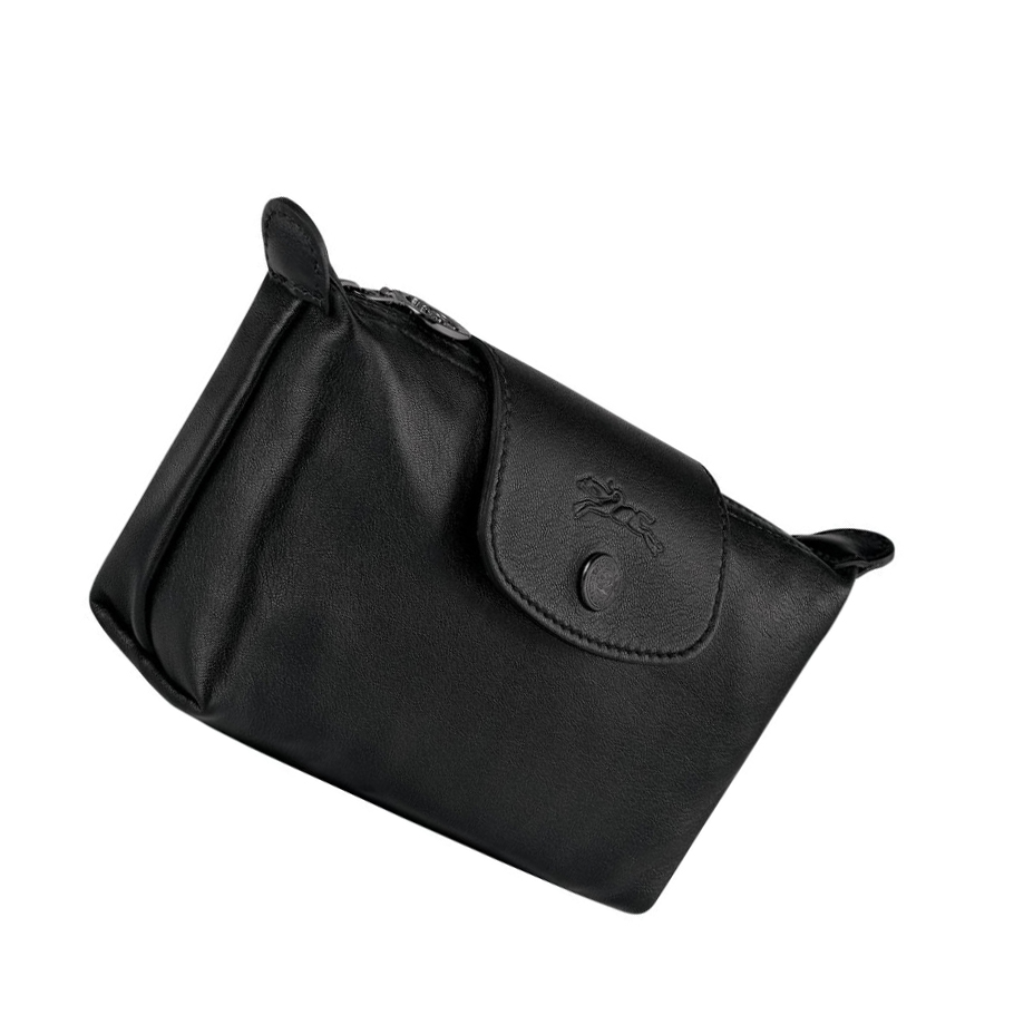 Női Longchamp Le Pliage Cuir Pouches Fekete | HU-UMZ2513