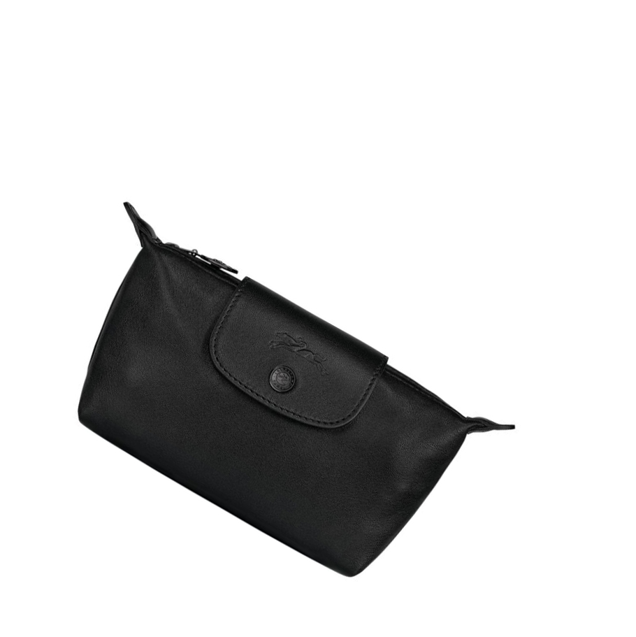 Női Longchamp Le Pliage Cuir Pouches Fekete | HU-UMZ2513