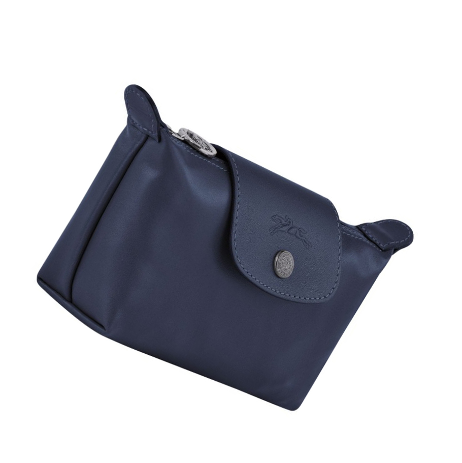 Női Longchamp Le Pliage Cuir Pouches Sötétkék | HU-WIK0839