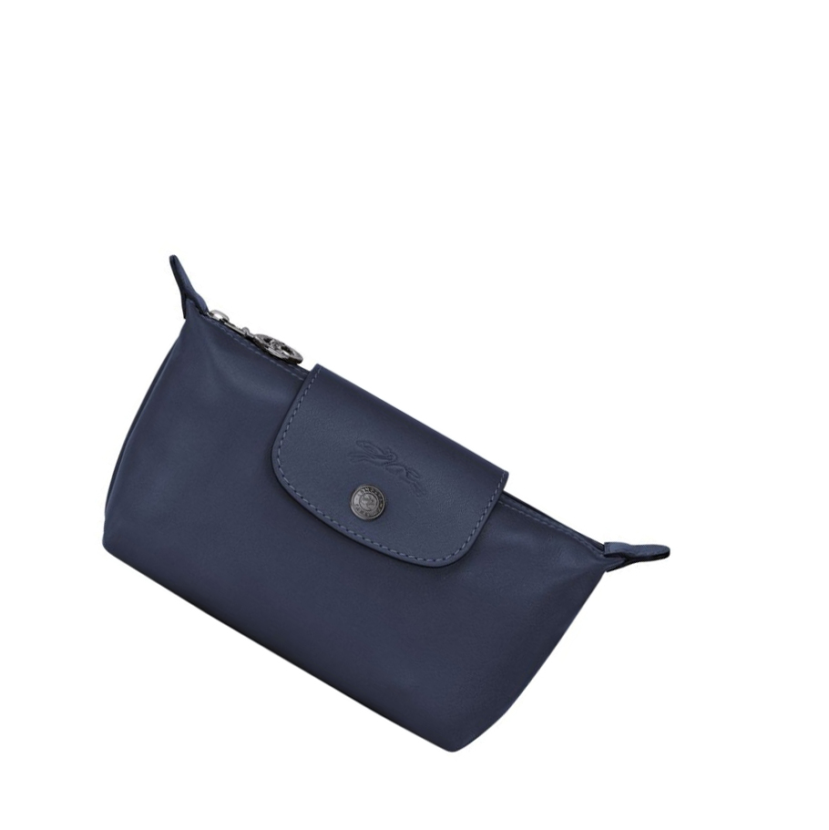 Női Longchamp Le Pliage Cuir Pouches Sötétkék | HU-WIK0839