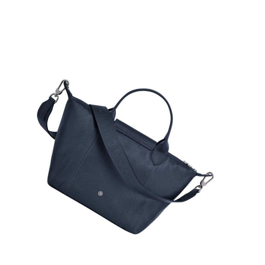 Női Longchamp Le Pliage Cuir S Kézitáska Sötétkék | HU-FTJ3146