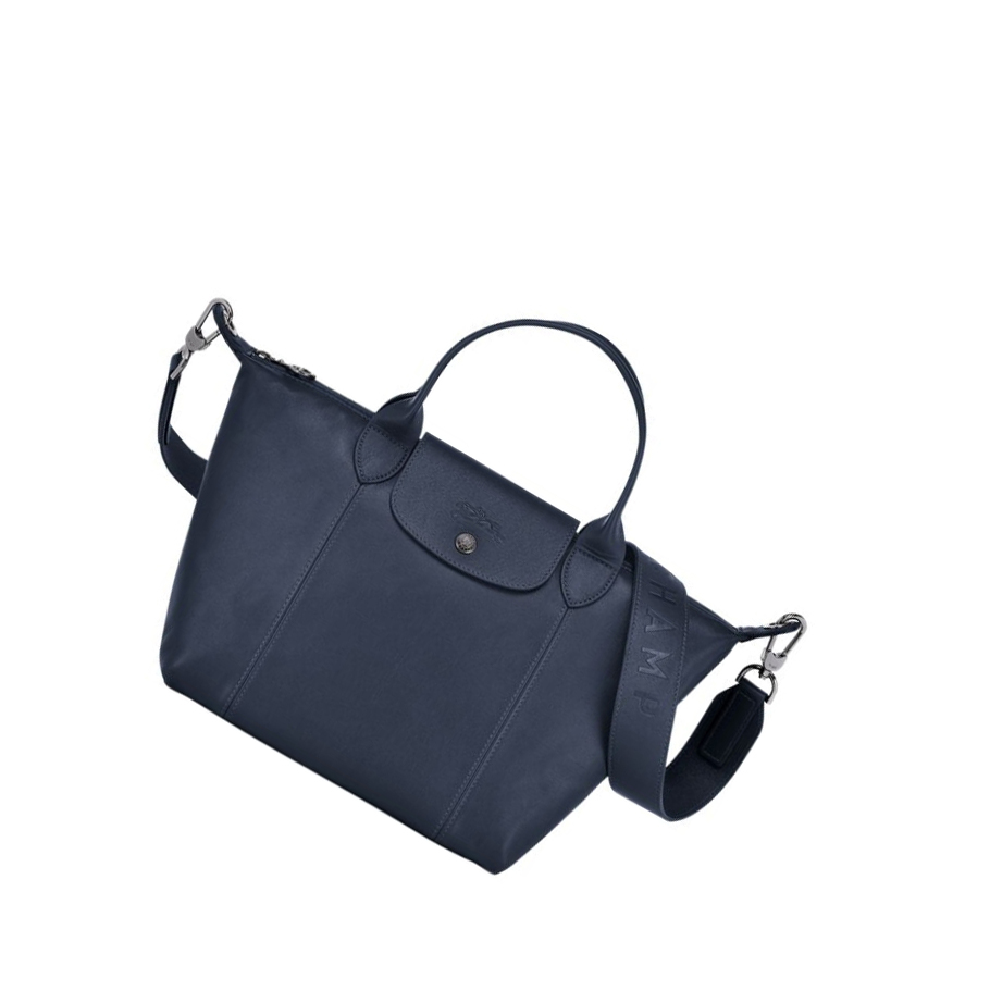 Női Longchamp Le Pliage Cuir S Kézitáska Sötétkék | HU-FTJ3146