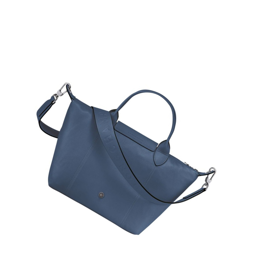 Női Longchamp Le Pliage Cuir S Kézitáska Kék | HU-NHZ1735