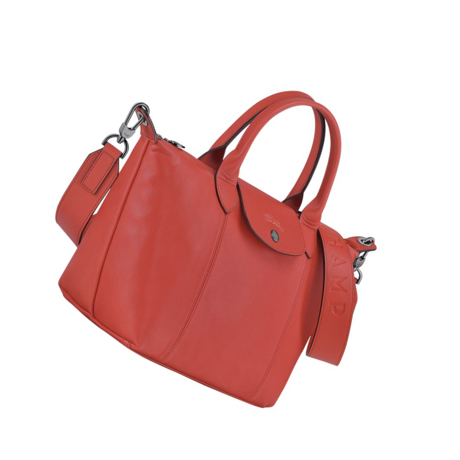 Női Longchamp Le Pliage Cuir S Kézitáska Piros | HU-SCM1463