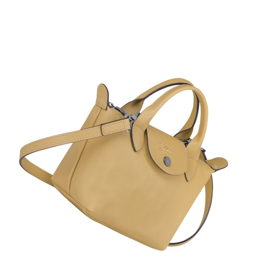 Női Longchamp Le Pliage Cuir XS Kézitáska Bézs | HU-GFH1589