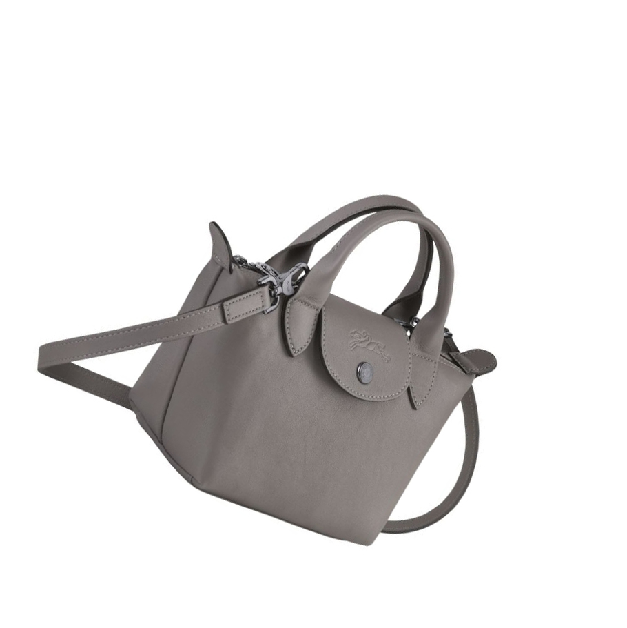 Női Longchamp Le Pliage Cuir XS Kézitáska Szürke | HU-ILK7435