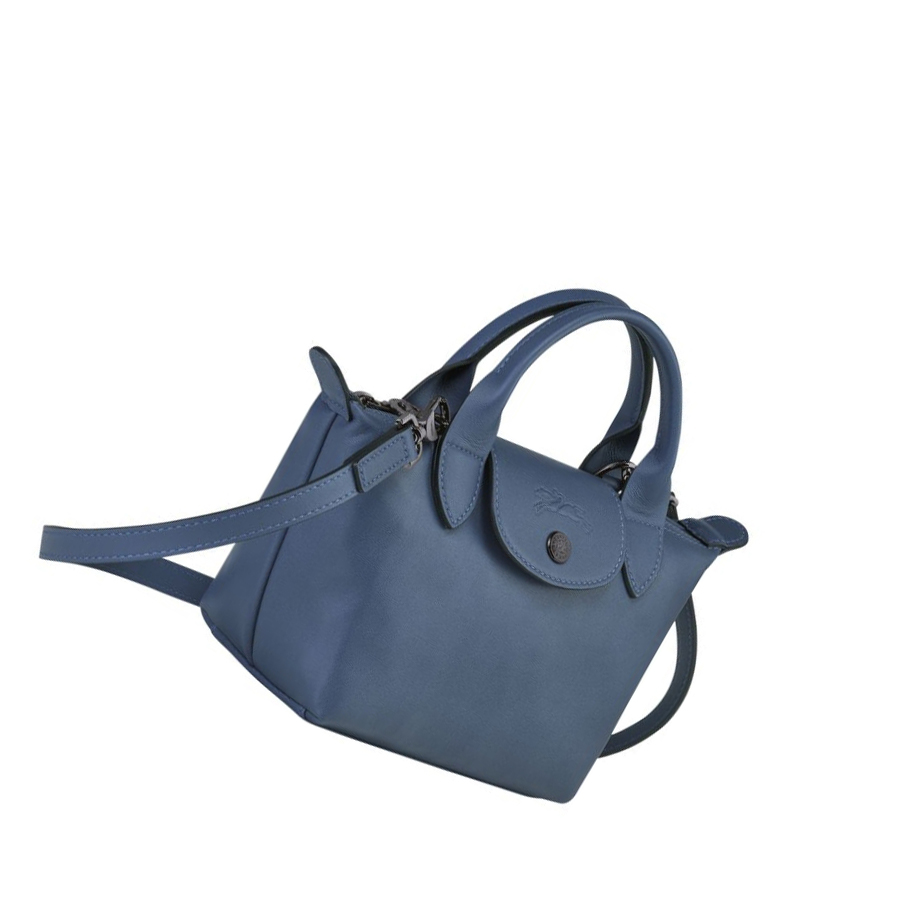 Női Longchamp Le Pliage Cuir XS Kézitáska Kék | HU-WPS2601