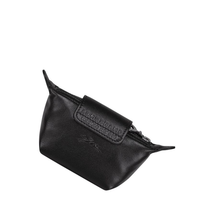 Női Longchamp Le Pliage Cuir Érme Pénztárca Fekete | HU-ZNI5189