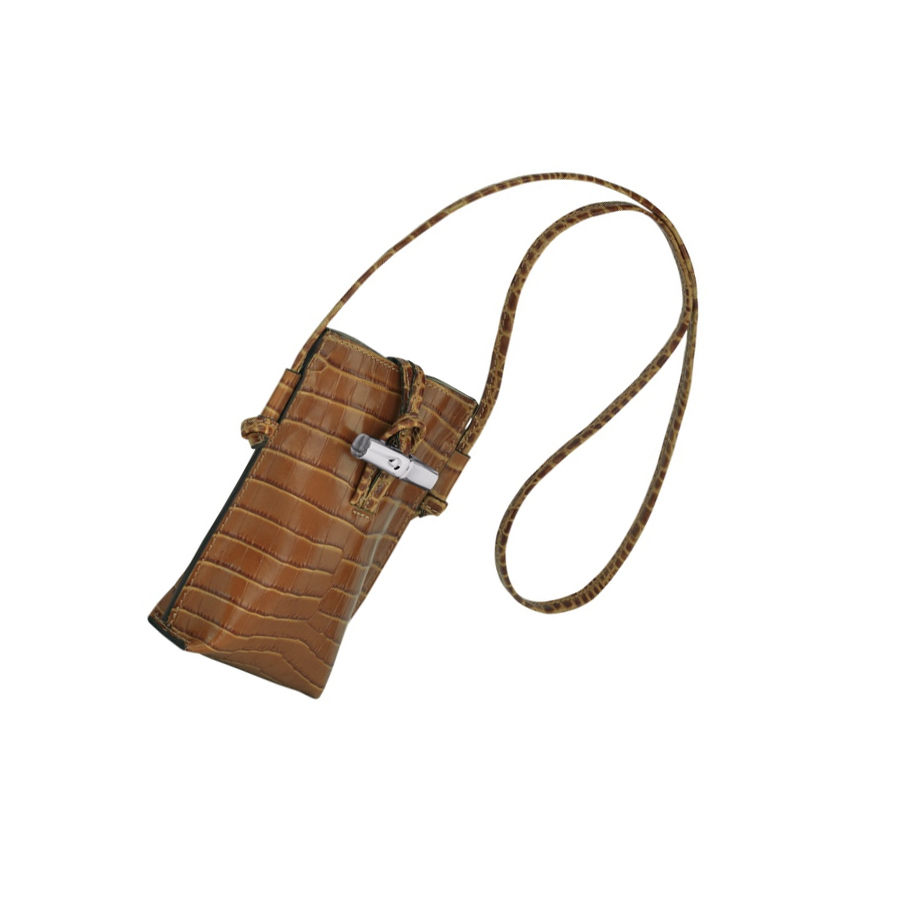 Női Longchamp Roseau Croco Telefontok Bézs | HU-CWD1807