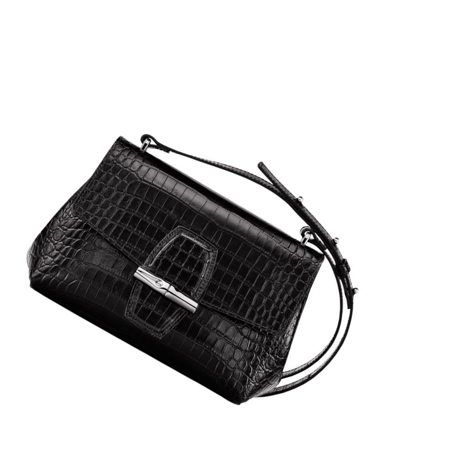 Női Longchamp Roseau S Crossbody Táska Fekete | HU-RKN1283