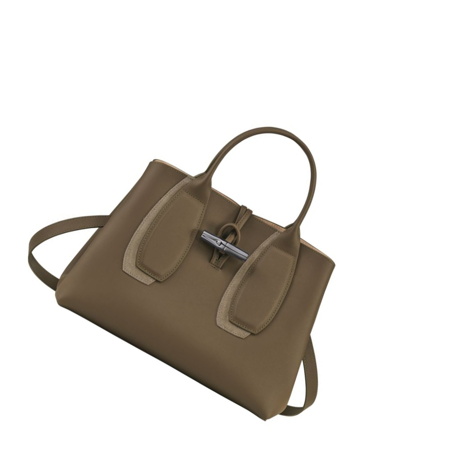 Női Longchamp Roseau Shadow M Kézitáska Barna | HU-AON7591