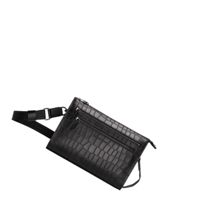 Férfi Longchamp Croco Block Crossbody Táska Fekete | HU-NXB4827