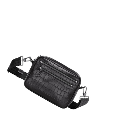 Női Longchamp Croco Block Crossbody Táska Fekete | HU-QOM4061