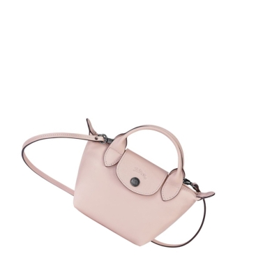 Női Longchamp Le Pliage Cuir Crossbody Táska Rózsaszín | HU-ITD9057