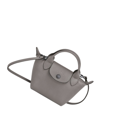 Női Longchamp Le Pliage Cuir Crossbody Táska Szürke | HU-PDL2107