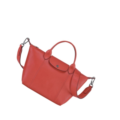 Női Longchamp Le Pliage Cuir S Kézitáska Piros | HU-SCM1463