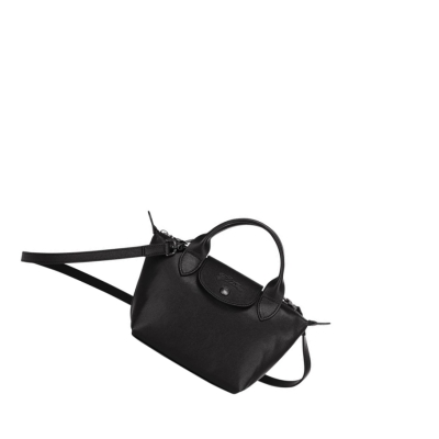 Női Longchamp Le Pliage Cuir XS Kézitáska Fekete | HU-FUS8972