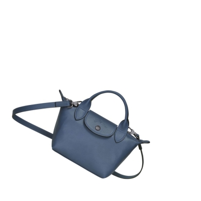 Női Longchamp Le Pliage Cuir XS Kézitáska Kék | HU-WPS2601